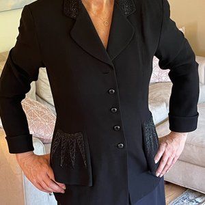Trending Holiday Season Vintage Black Zelda Blazer, Embellished Pockets. Size 8.